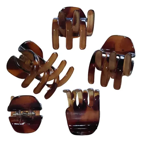 Broche Para Pelo Mini Carey Color Caramelo Mujer Pack X 2