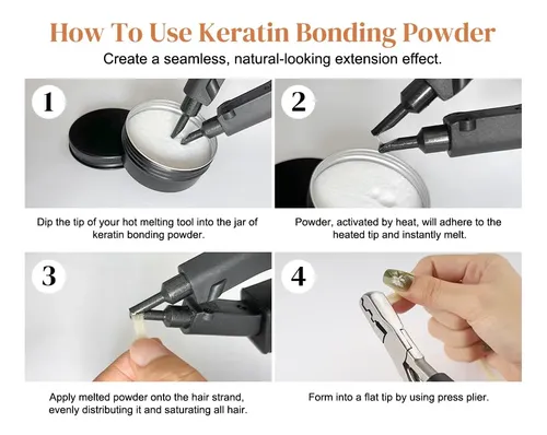 Pegamento De Queratina En Polvo Para Extensiones De Cabello,