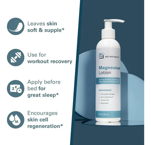 M3 Naturals Loción De Magnesio Sin Perfume Para El Sueño Y .