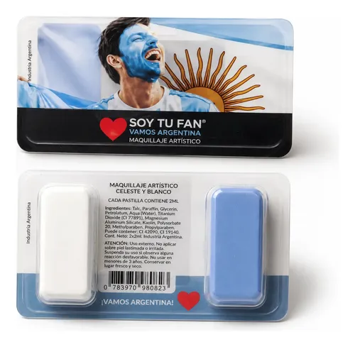 Kit Maquillaje Artístico Argentina Celeste Blanco Hipoalerg