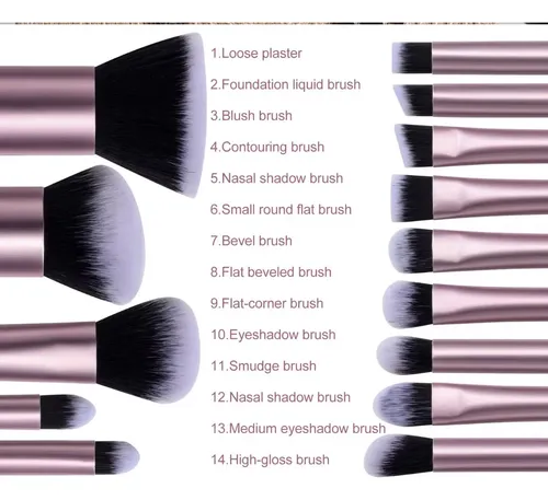 Set 14 Brochas De Maquillaje Bs Mall Profesional Estuche Led