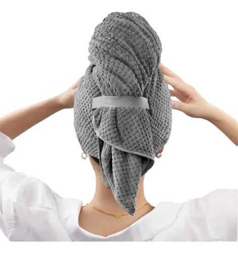 Gorro Toalla Secado Cabello Absorbente Grey
