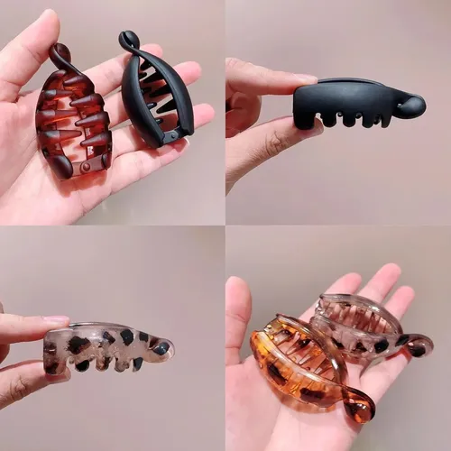 Pinzas Para El Pelo De Acrílico Negro Ámbar Vintage Con Form