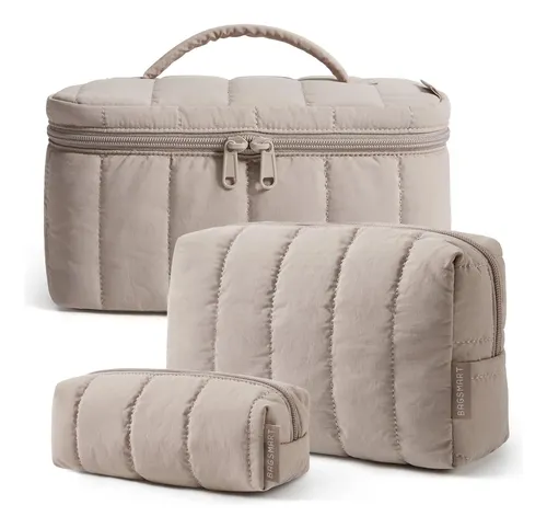 Set De Bolsas De Maquillaje Bagsmart De 3 Piezas Puffy Camel