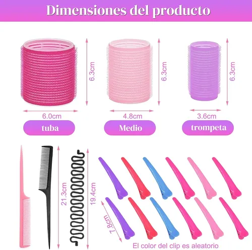Tubos Para Rizado Cabello 33pcs Sin Calor Rosa03