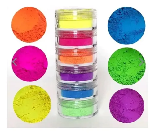 Torre 6 Pigmentos Po Neon Asa P/ Sombra Unhas Uñas Maquillaje