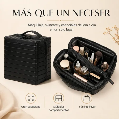 Neceser Organizador Maquillaje Viaje Bolsillos Plegable