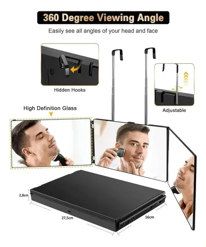 Espejo Barbería Led Trípode Hacerse Cortes Cabello *