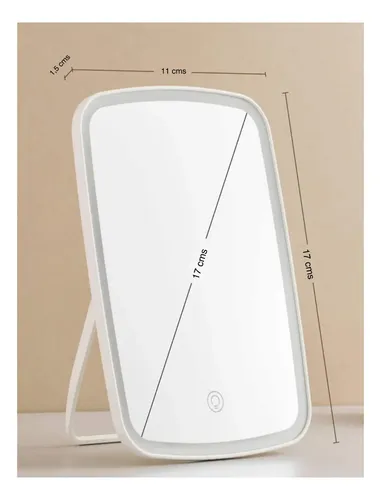 Espejo Led Portátil Recargable 3 Tonos De Luz Maquillaje