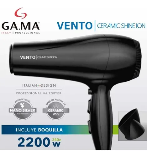 Secador De Pelo Ga.ma Italy Mistral Vento Negro 110v/220v