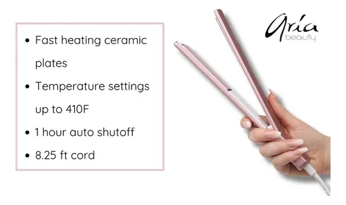 Plancha Alisadora De Pelo Aria Beauty Slim De Doble Voltaje