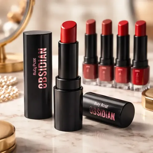 Labial Batom Lipstick Cream Satin Obsidian Ruby Rose Color Ocs06