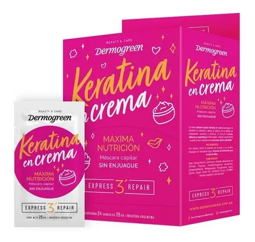 Dermogreen Máxima Nutrición Keratina En Crema Máscara 24u