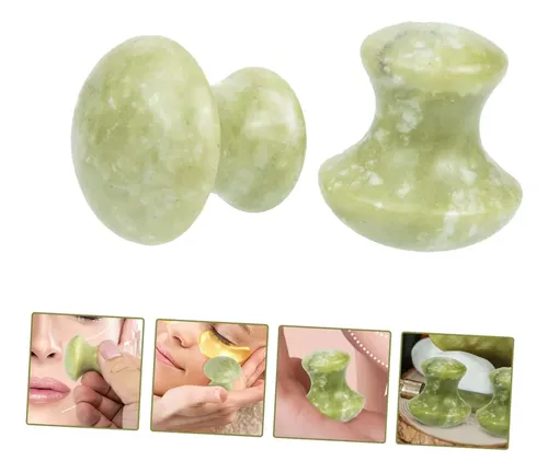 Set de Rodillos de Jade Natural para Masaje Facial y Ocular
