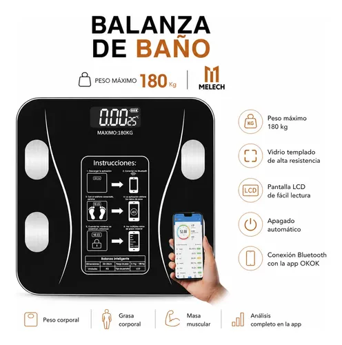 Balanza Digital Inteligente Bluetooth 180kg Control Peso