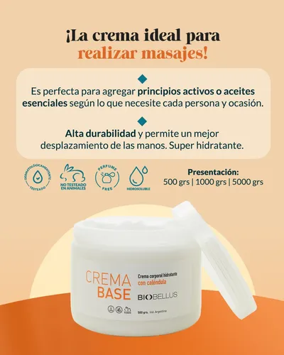 Crema Base Para Masajes Corporal Hidratante X Kg Biobellus