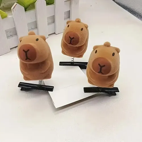 12 Broches De Capibara Con Pinzas Para El Pelo Kawaii