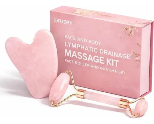 Set Masaje Linfático Facial Bruizex Con Rodillo De Jade Y
