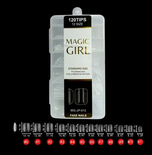 Tips Soft Gel Cuadradas Cortas Prelimadas Caja X120.un
