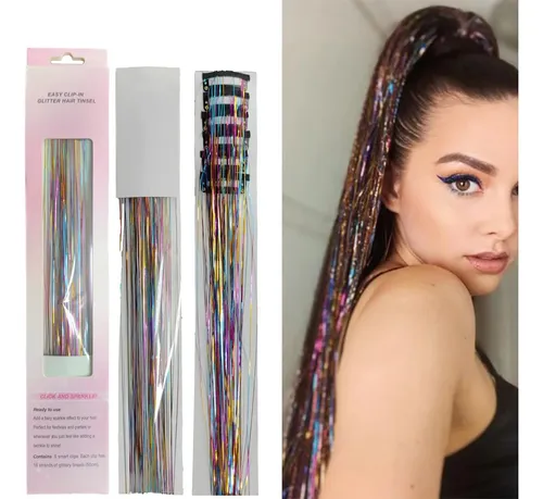 Extensión De Cabello Con Alambre Dorado Láser De 12 Piezas E
