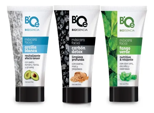 Pack Mascara Facial Fango Verde Arcilla Blanca Carbon Detox