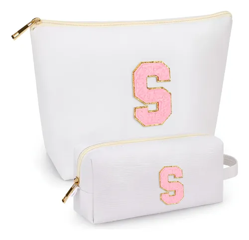 Set De Bolsas De Maquillaje Mibasies White S Con Iniciales P