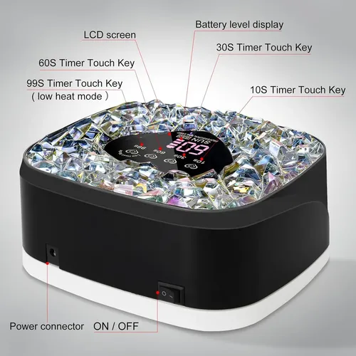 Lámpara Uv Led Negra Profesional Para Secado De Uñas