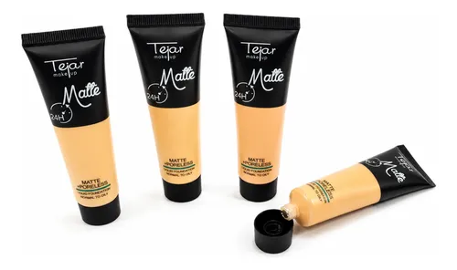 Set 4 Bases Maquillaje Liquida Foundation Tejar Matte 24 Hs
