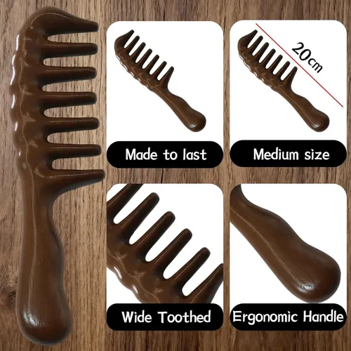 Peines De Madera De Sándalo Para Cabello Rizado Y Liso 2u