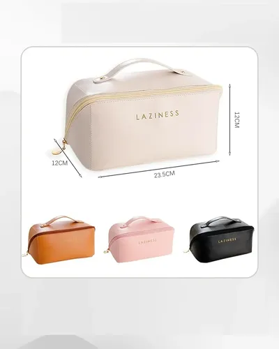 Neceser De Cuero Ecologico Para Maquillaje Cosméticos Y Accesorios De Viaje Organizador Portacosmeticos Con Cierre Resistente Interior Forrado Ideal Para Mujer Color Negro Levys Bazar