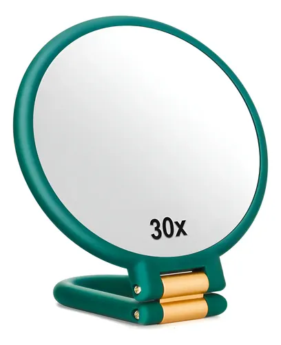 Espejo De Aumento Doble Cara 1x 30x Base Plegable – Verde
