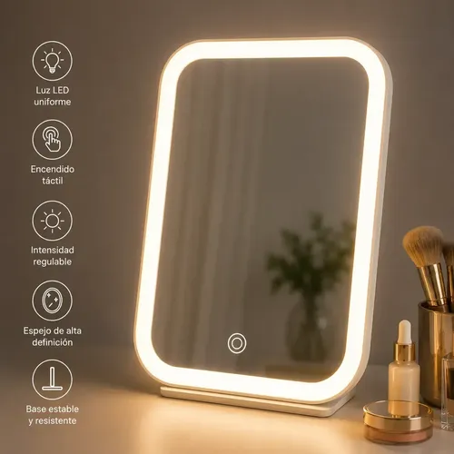 Espejo Led Maquillaje Aumento 1x/2x/3x 3 Modos Recargable