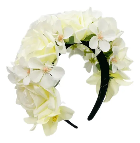 Eye Catching Flower Shape Headband Sweet Teen Ethnic White 6ee416437-w