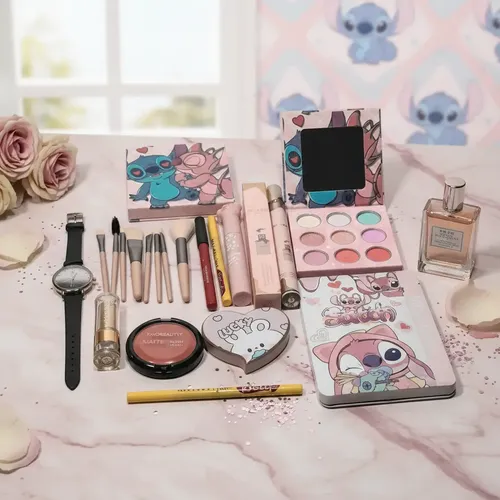 Kit Maquillaje Completo Skin Paleta Perfume Labial Stitch