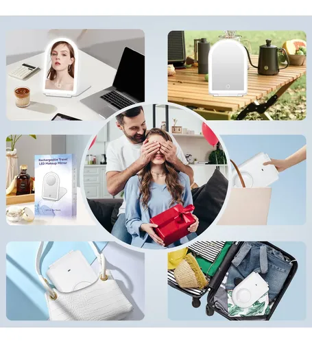 Espejo Maquillaje Funtouch Luz Led Recargable 10x Blanco