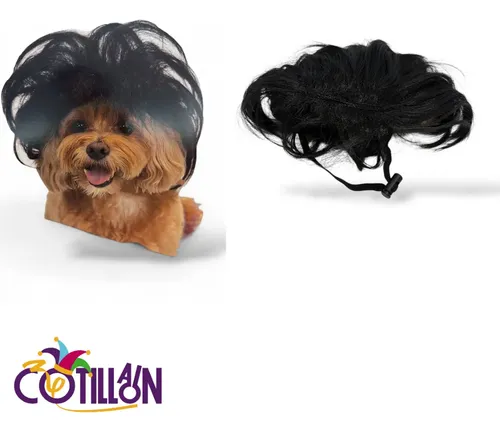 Peluca Para Mascotas Pelo Negro Cotillon X1u
