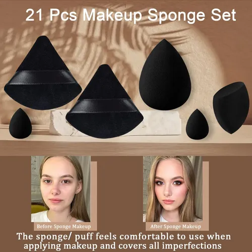 Paquete De 21 Esponjas De Maquillaje Negras Beauty Blender:
