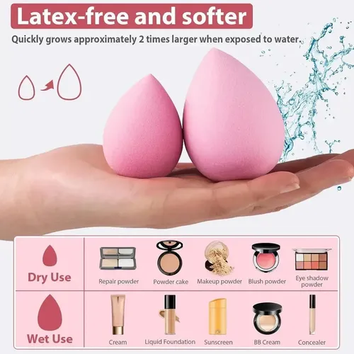 Set 42 Brochas Y Esponjas De Maquillaje Con Bolso Rosa