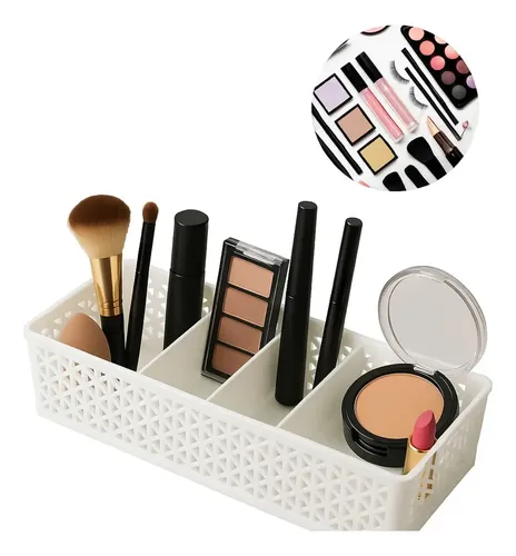Organizador Maquillaje Geometrico 5 Espacios Practico Baño Color Blanco