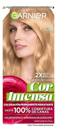 Kit Tintura Permanente Cor Intensa Tono 9.0 Rubio Muy Claro Garnier