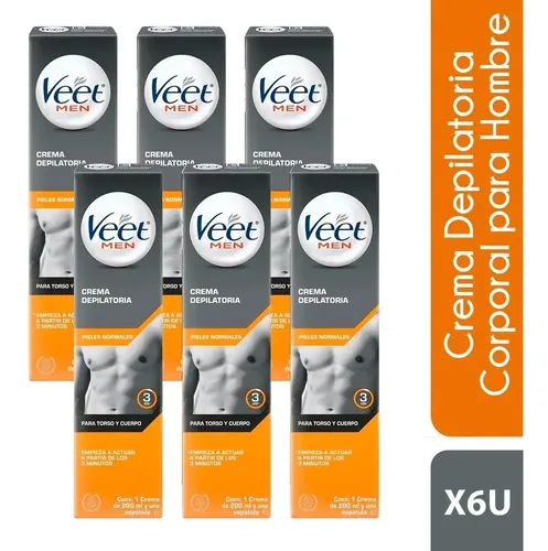 Kit Crema Depilatoria Veet Men X 6 Unidades