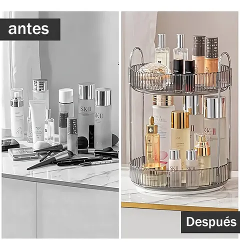 Organizador De Maquillaje Acrílico Giratorio De 360 Grados°, Gris