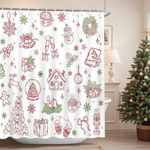 Cortina De Ducha De Navidad Para Niños Con Árbol Lindo