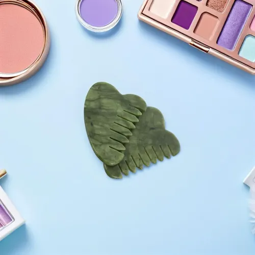 2 Cepillos Gua Sha Piedras Masaje Cabello Jade