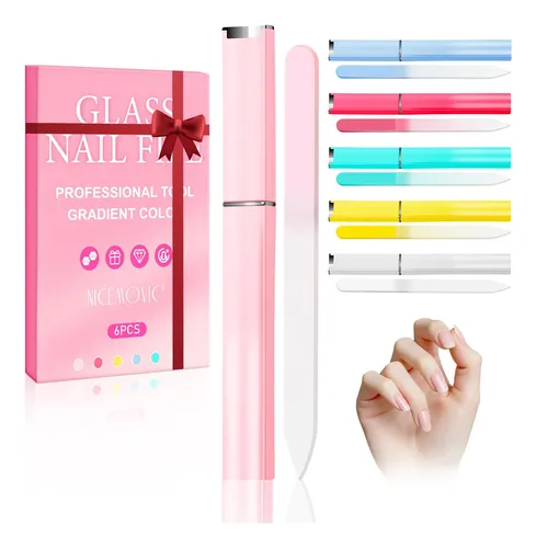 Nicemovic Set 6 Limas De Vidrio Con Estuche