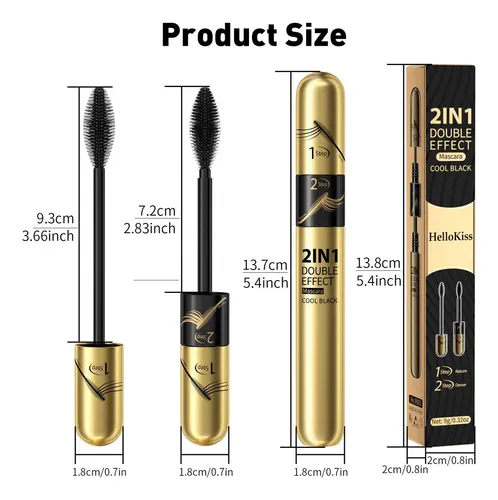 Mascara De Pestañas Rimel 2+1 Doble Efecto Alargador Curvado