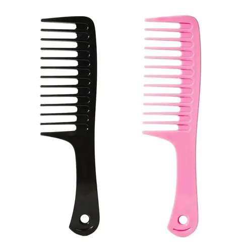 2 Peines De Dientes Anchos Para Cabello Rizado  Negro-rosa