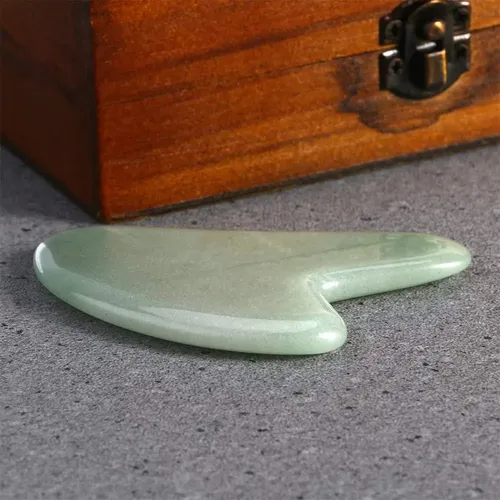 Gua Sha Piedra Jade Natural Verde Para Masaje Facial