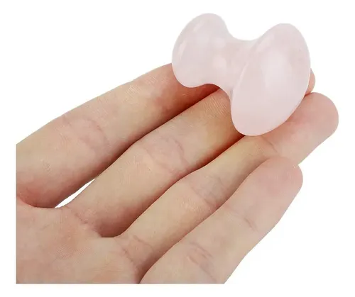 – Masaje Raspador Con Piedras De Cuarzo Rosa En Forma De Hon