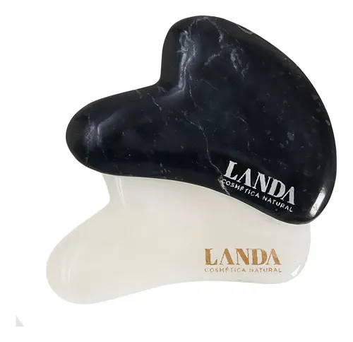 Gua Sha de Ónix Negro Landa para Masaje Facial con Bolsa